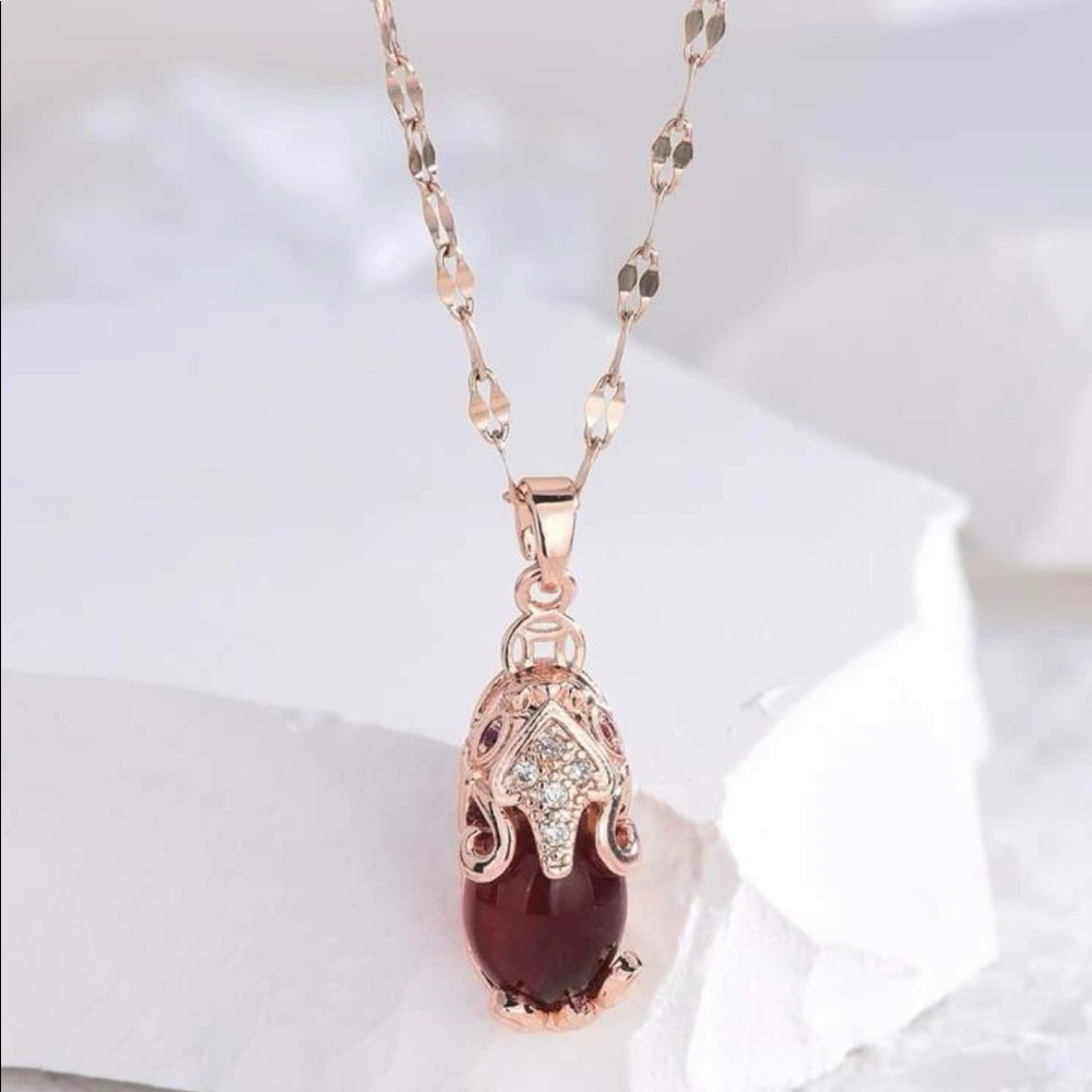 18k Rose Gold Ruby Necklace